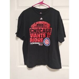 Chicago Wants It More Baseball Cubs Size XL Tshirt Majestic Shirt Sleeve 2015